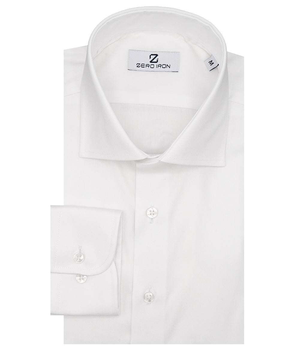 Camicia Uomo 1 Bottone Francese Popeline fisso Bianco